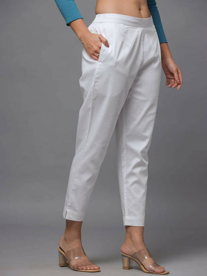 Juniper Women's White Solid Straight Slim Pant - Distacart