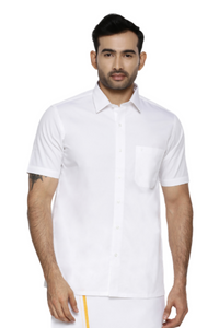 Thumbnail for Ramraj Cotton Mens Half Sleeve White Shirt Plus Size - Cool Cotton - Distacart