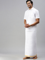 Thumbnail for Ramraj Cotton Mens Half Sleeve White Shirt Plus Size - Breeze Cotton - Distacart