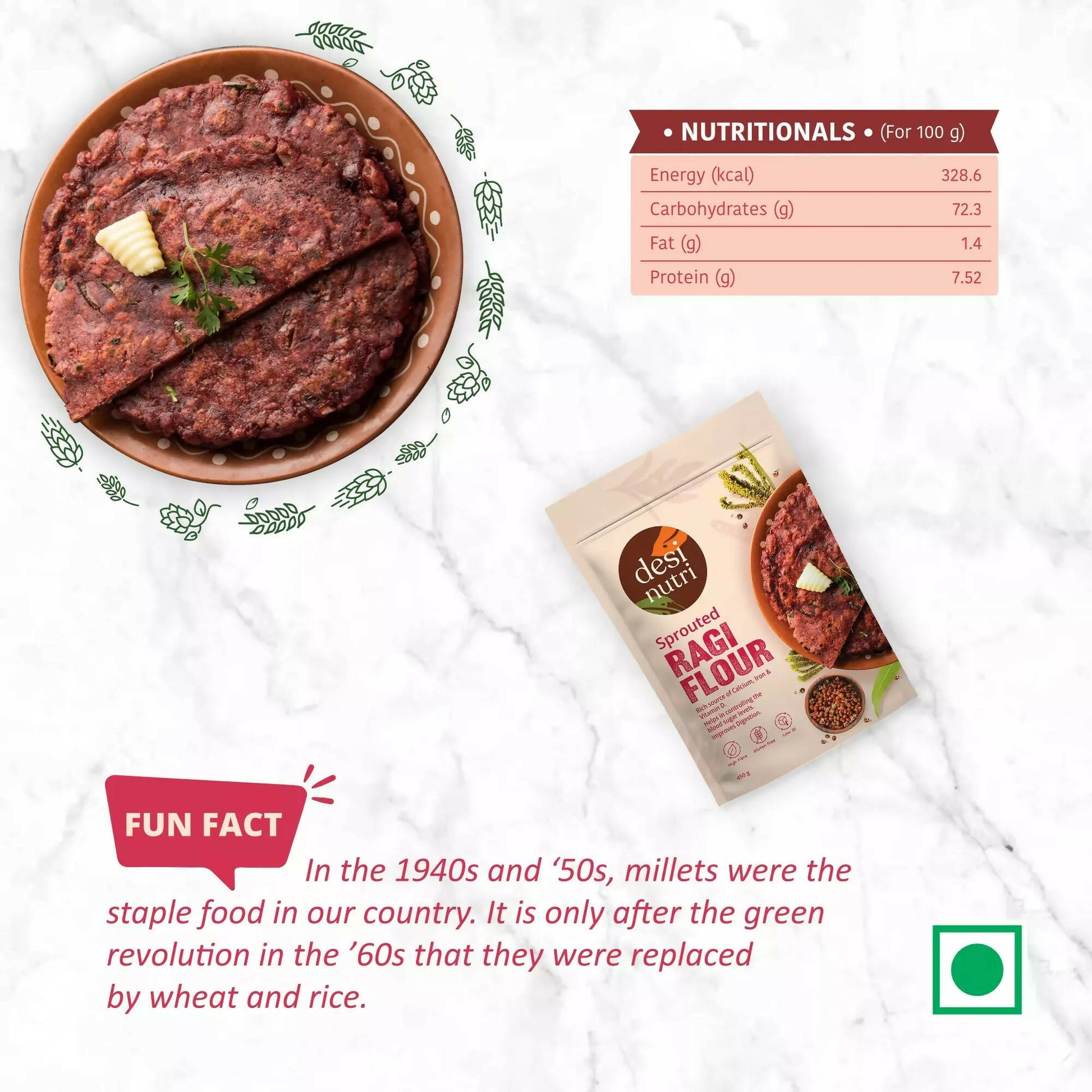 Desi Nutri Sprouted Ragi Flour - Distacart