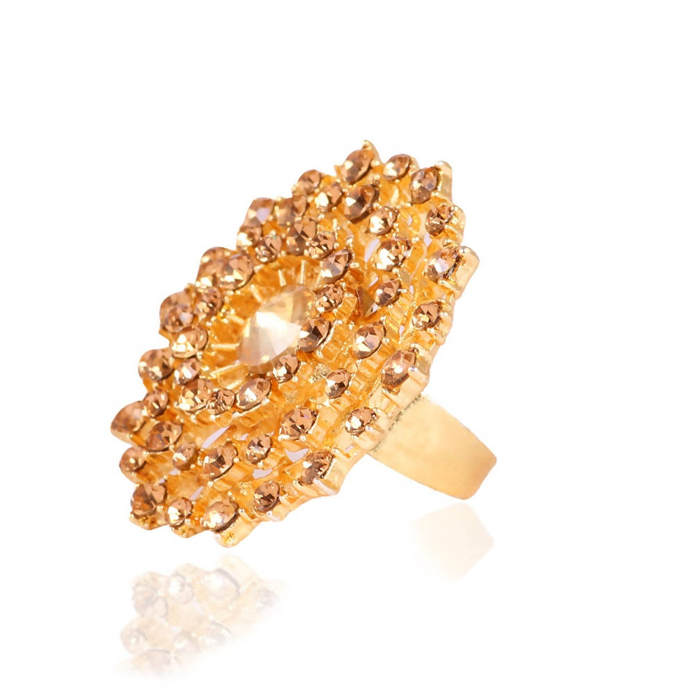 Tehzeeb Creations Attractive Ring With Golden Colour Stone