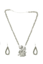 Thumbnail for Mominos Fashion Johar Kamal Oxidised Silver-Plated Brass Finish Radha Kishan Long Necklace For Women - Distacart