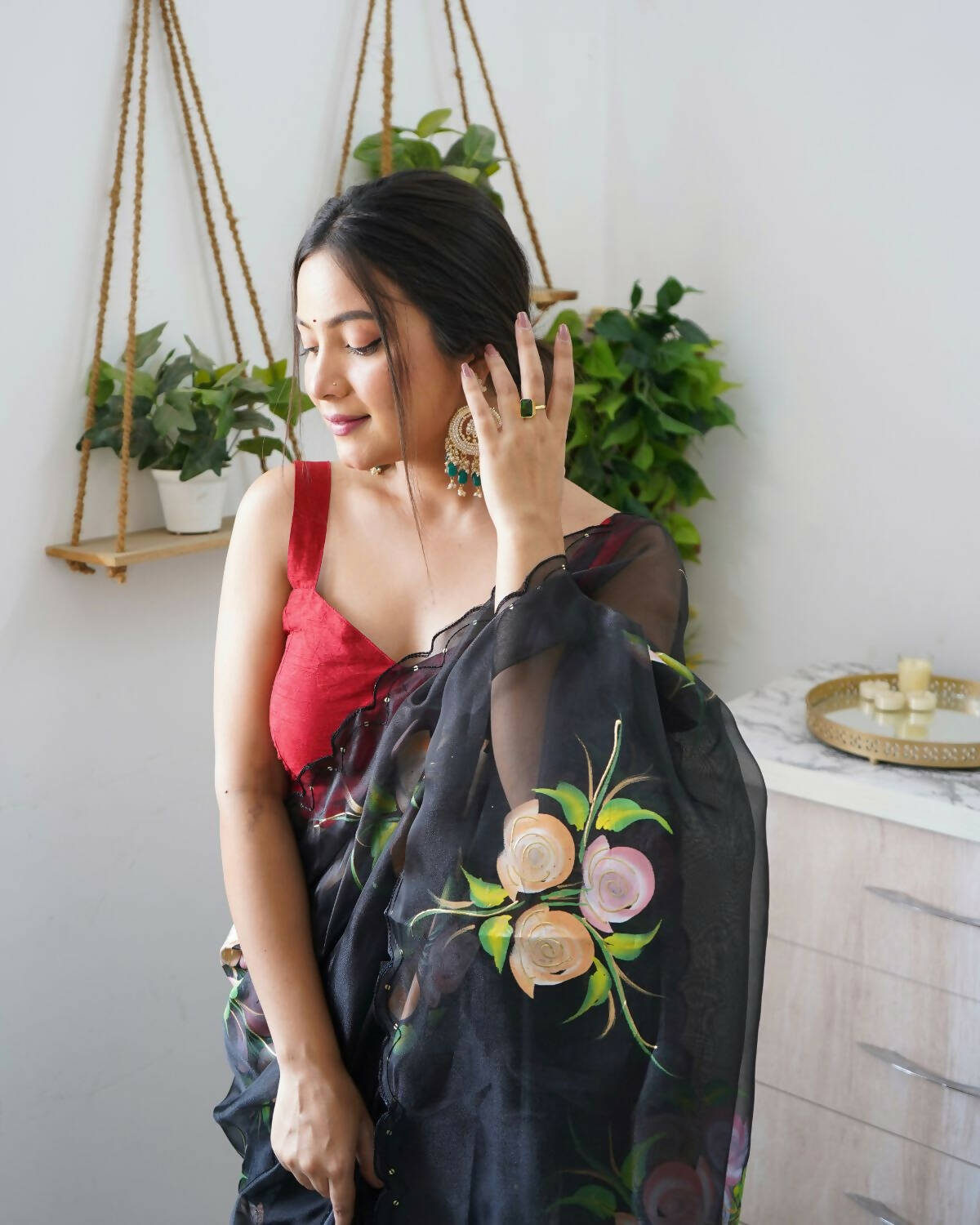 Vastrasky Black Organza Saree - Distacart