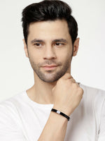 Thumbnail for NVR Men Black Rhodium-Plated Stainless Steel Cuff Bracelet - Distacart