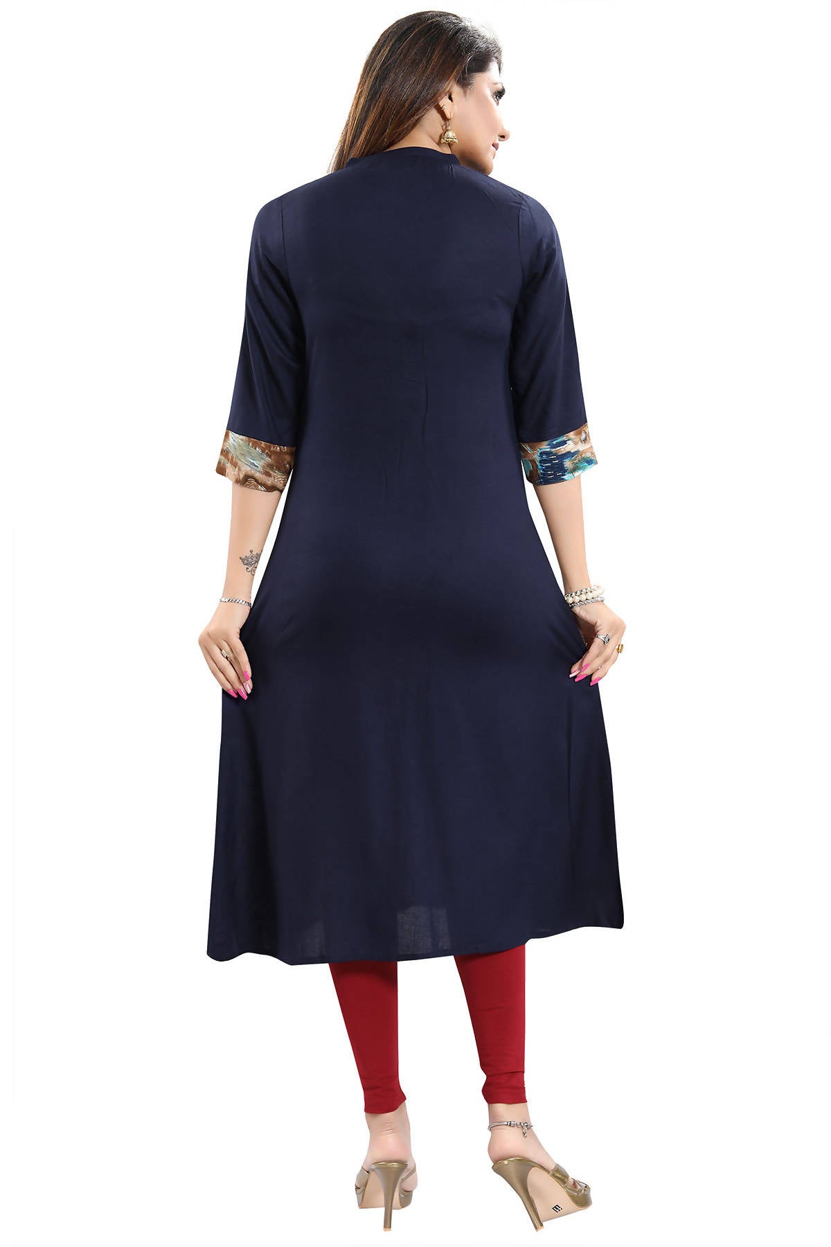 Snehal Creations Designer Rayon Long Kurti With Embroidery - Distacart