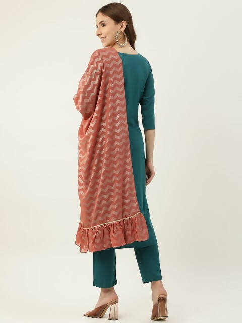 FIORRA Women's Rama Poly Crepe Straight Kurta Pant With Dupatta - Distacart