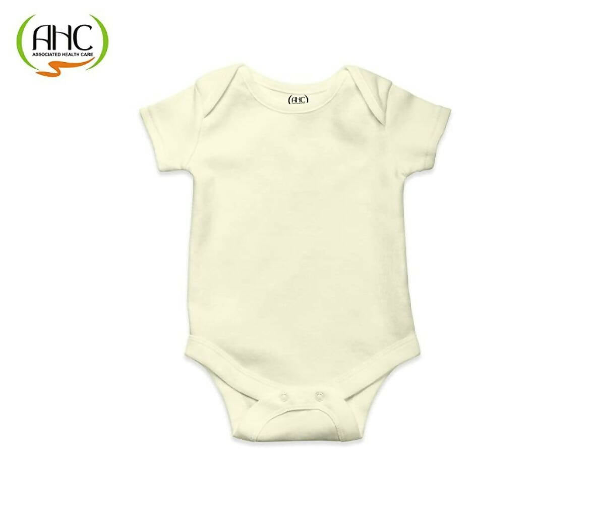 AHC Soft Cotton Short-Sleeve Bodysuits Solid Onesies New Born Infant Dress - Grey/Blue/Green/Pink/Yellow - Distacart