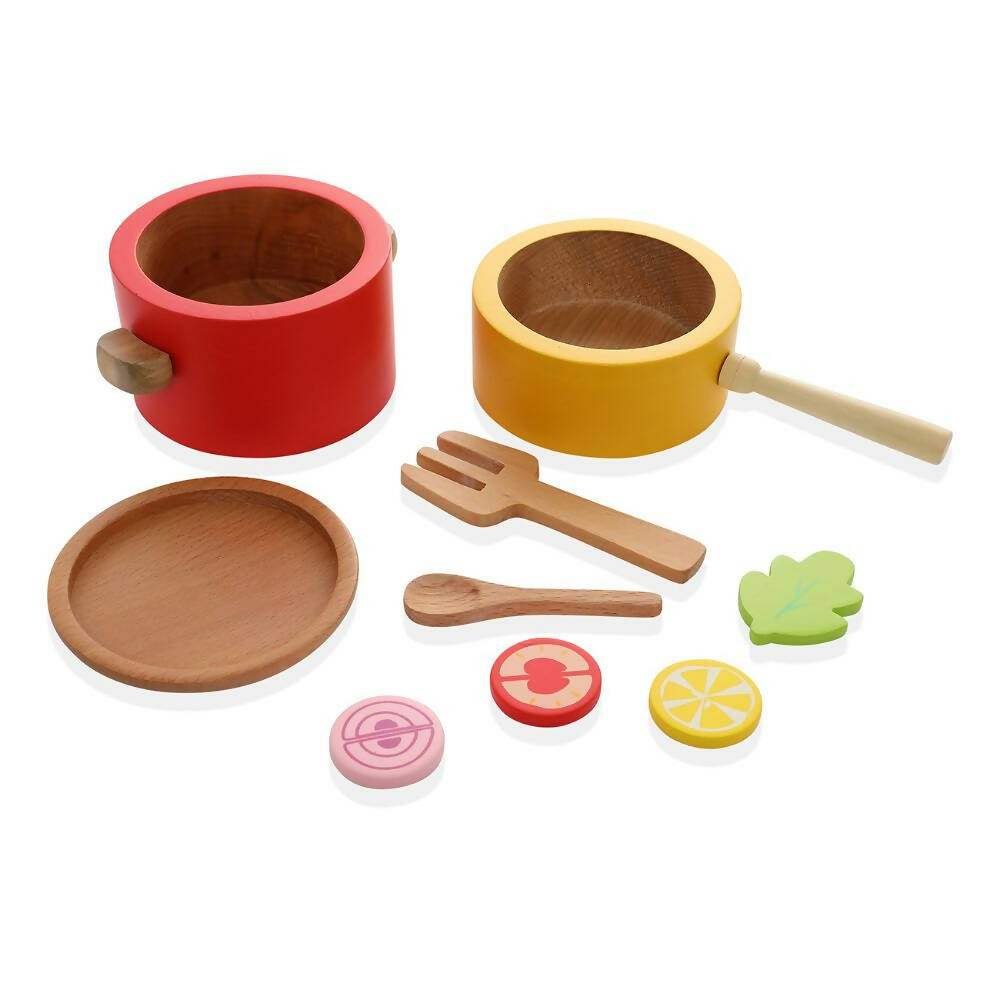 Nesta Toys Kitchen Play Set | Beech Wood Cooking Set - Distacart