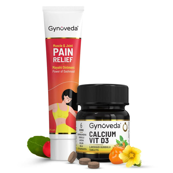 Gynoveda Calcium Vit D3 Tablets & Pain Relief Ointment Combo - Distacart