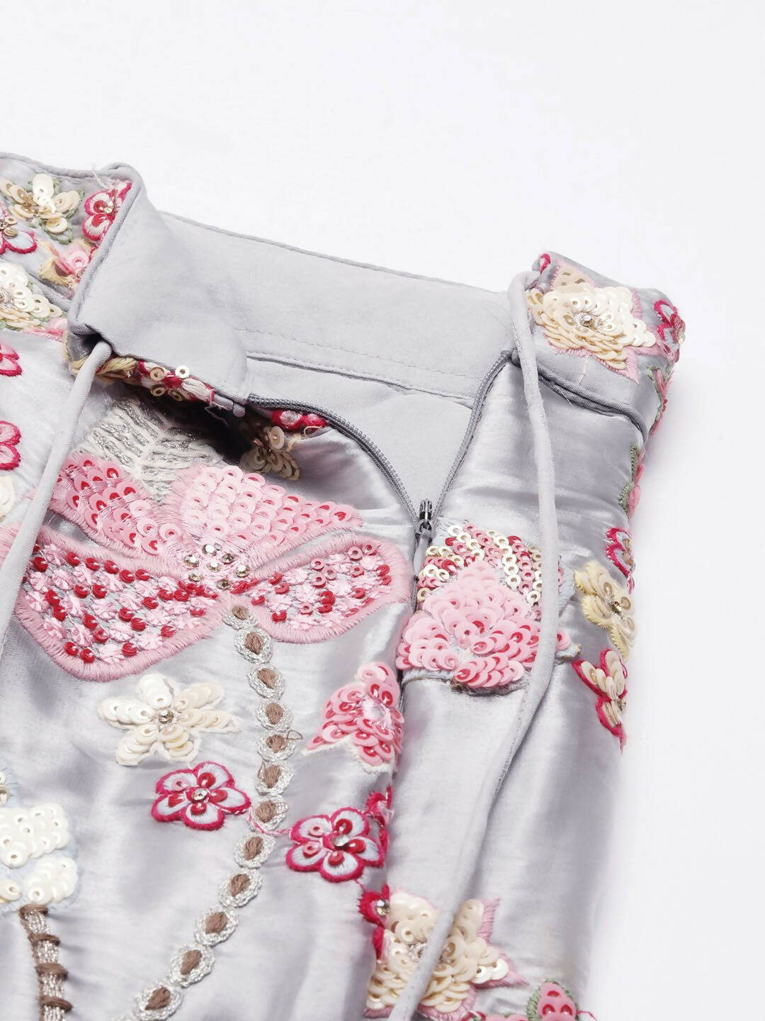 House of Panchhi Grey Organza Sequins and Zarkan embroidery Lehenga choli & Dupatta - Distacart