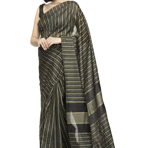 Mominos Fashion Black Color Bhagalpuri Saree