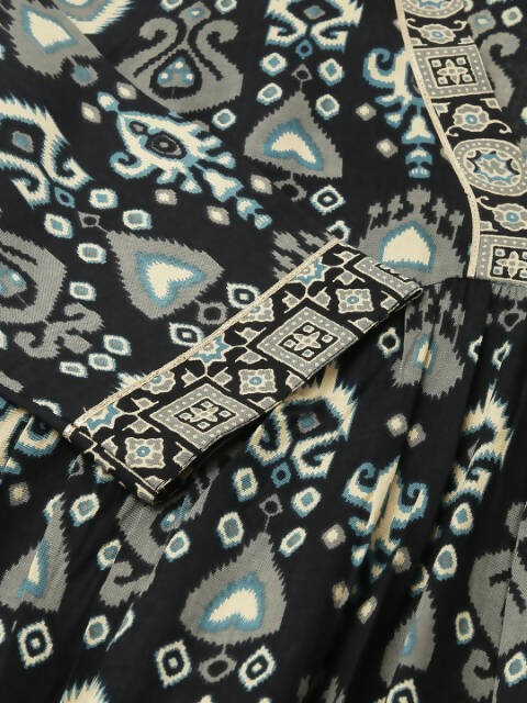 FIORRA Women's Black Cotton A-Line Kurta Palazzo Set - Distacart