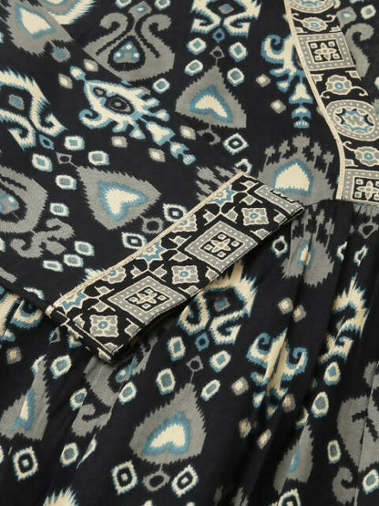 FIORRA Women's Black Cotton A-Line Kurta Palazzo Set - Distacart