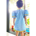 Thumbnail for Mhyssa Blue Puff Sleeve A-line Frock - Distacart