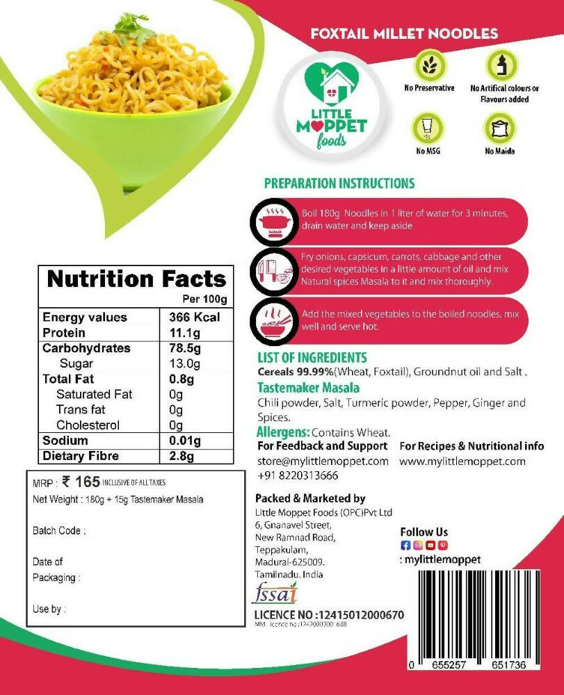 Little Moppet Foods Foxtail Millet Noodles - Distacart