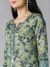 Thumbnail for Ahika Women Green Floral Printed Regular Pure Cotton Kurta With Trousers & Dupatta - Distacart