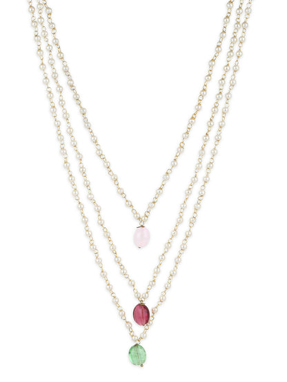 White Pink Brass Gold-Plated Necklace - Ruby Raang - Distacart