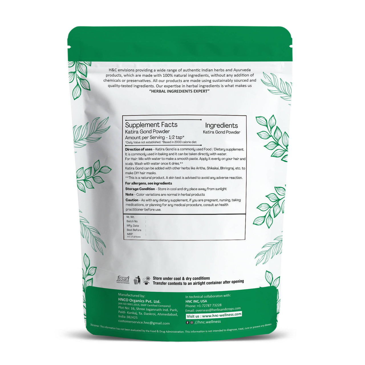 H&C Herbal Katira Gond Powder - Distacart
