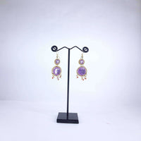 Thumbnail for Hand Weaved Earrings Purple Crystal Stone