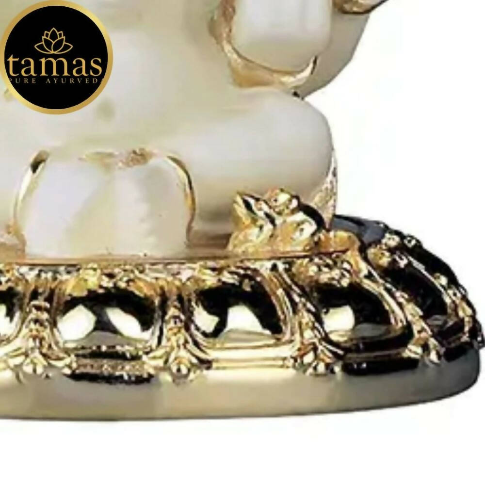 Tamas Gold Plated Gaj Karna Ganesh Idol Off White & Gold Color - Distacart