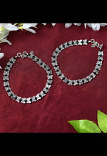 Thumbnail for Mominos Fashion Kamal Johar Oxidised Silver Butterfly Anklets
