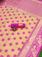 Thumbnail for DEIANA'S Beautiful Golden Jari with New Design Soft Lichi Silk Saree - Cream - Distacart