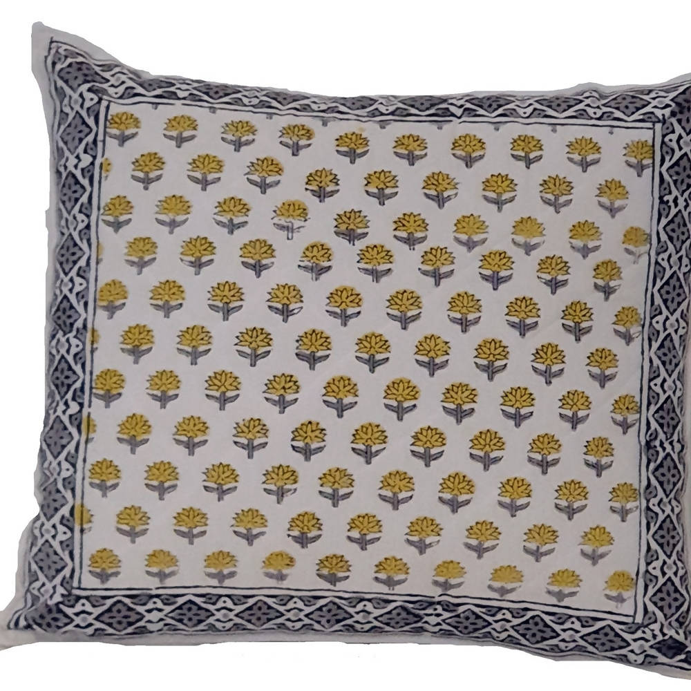 The Decor Nook Yellow Booti Print Cushion Cover online
