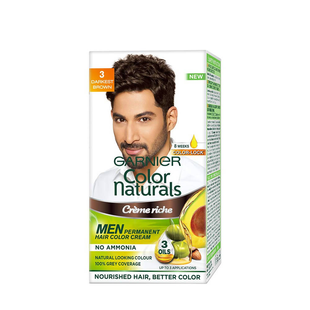 Garnier Color Naturals Creme Riche Men Hair Color - Shade 3 Darkest Brown - Distacart