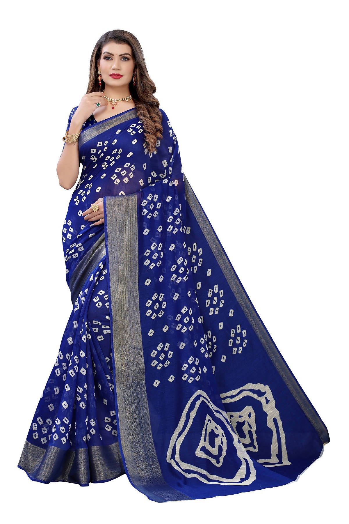 Vamika Beautiful Blue Linen Jari Border Saree (RADHIKA BLUE) - Distacart