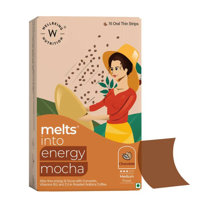 Wellbeing Nutrition Melts Energy Mocha Strips - Chocolate Flavor - Distacart