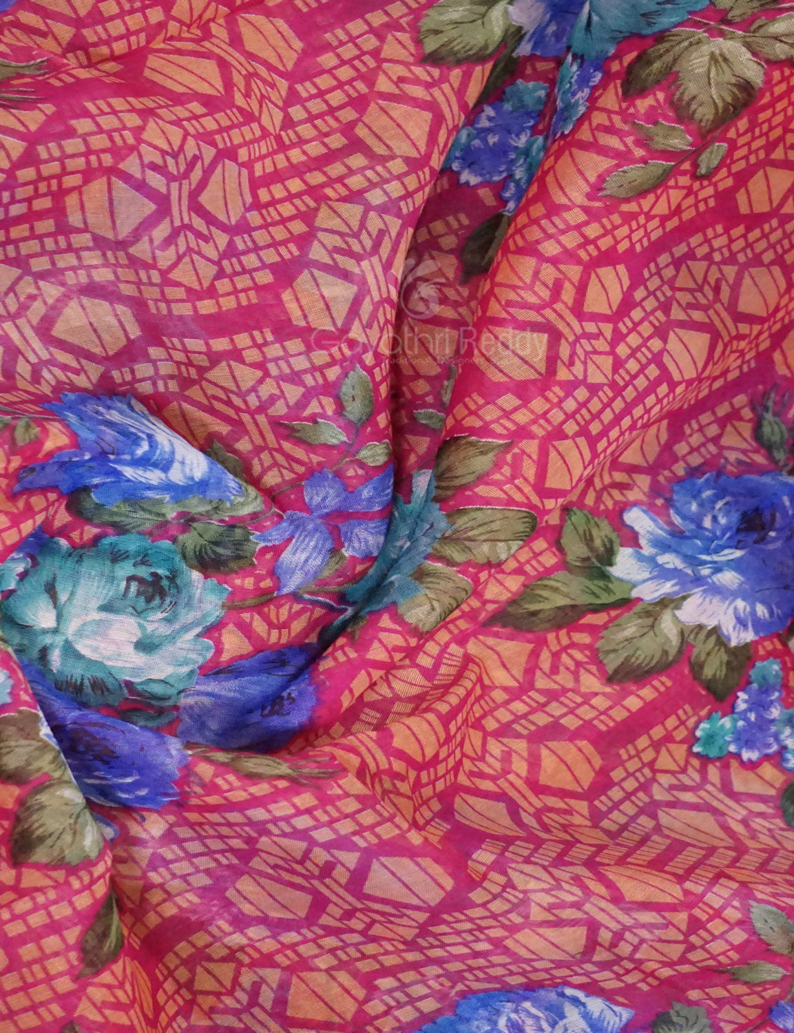 Shades of Hot Pink Colour Floral Design Semi Chanderi Saree By Gayathri Reddy Designer Studio - Distacart