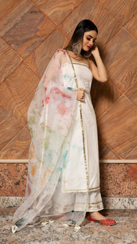 Thumbnail for Pomcha Jaipur Holi White Suit Set - Distacart