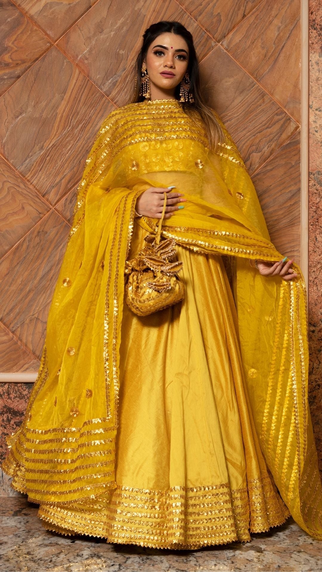 Pomcha Jaipur Rabia Yellow Cotton Silk Lehenga Set - Distacart