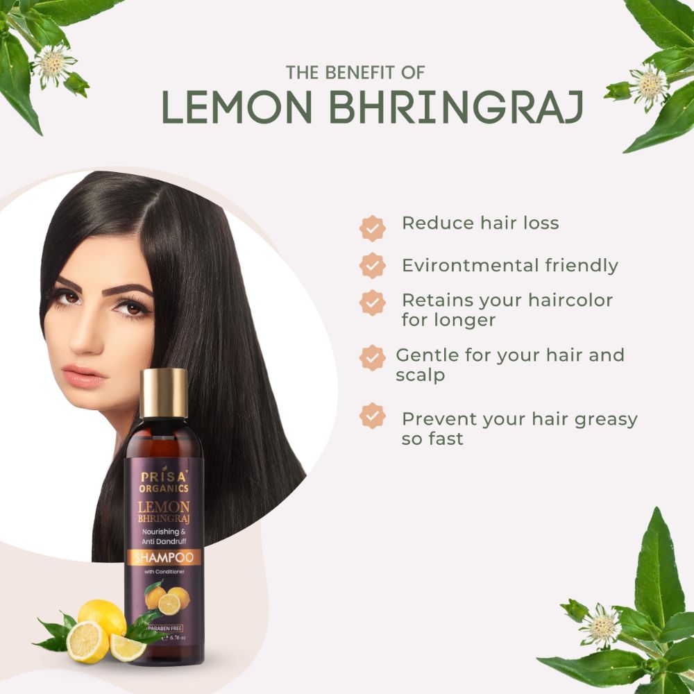 Prisa Organics Lemon Bhringraj Nourishing & Anti Dandruff Shampoo - Distacart