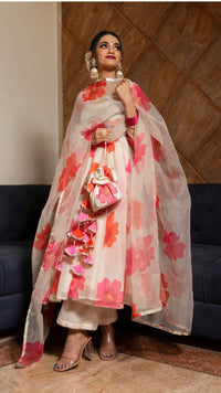 Thumbnail for Pomcha Jaipur Carnation Off White Anarkali Set - Distacart