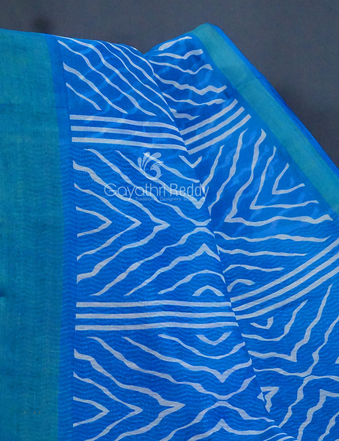 Shades of Blue with Lehariya Design Semi Chanderi Saree By Gayathri Reddy Designer Studio - Distacart