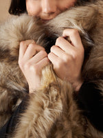 Thumbnail for InWeave Women's Winter Beige Faux Fur Cape - Distacart