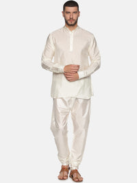 Thumbnail for Sethukrishna Cream-Coloured Kurta with Pyjamas For Men - Distacart