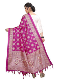 Thumbnail for Vamika Fashion Pink Printed Khadi Bhagalpuri Dupatta