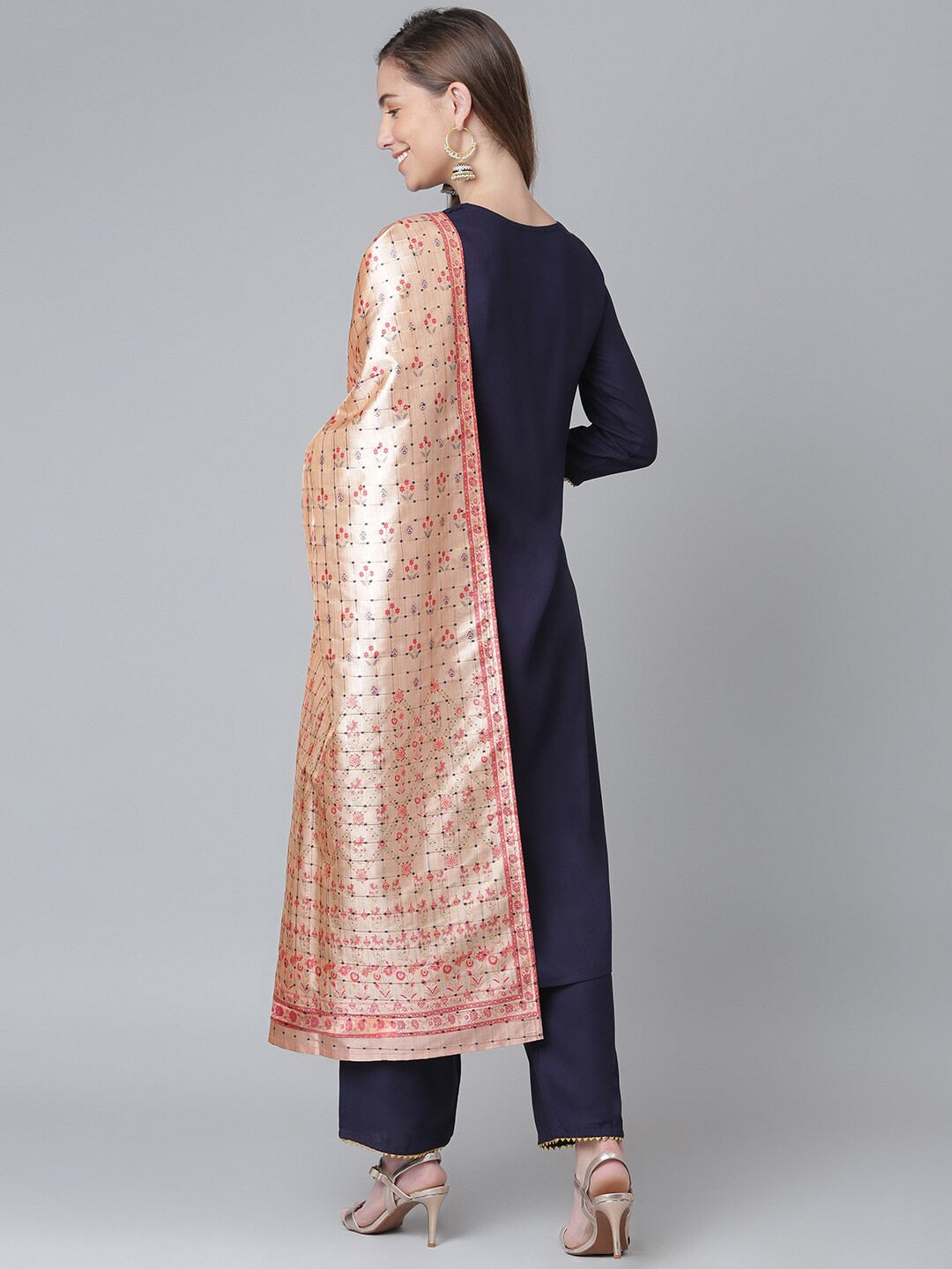 Khushal K Ethnic Motifs Embroidered Kurta with Palazzos & Dupatta - Distacart