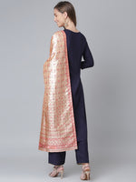 Thumbnail for Khushal K Ethnic Motifs Embroidered Kurta with Palazzos & Dupatta - Distacart