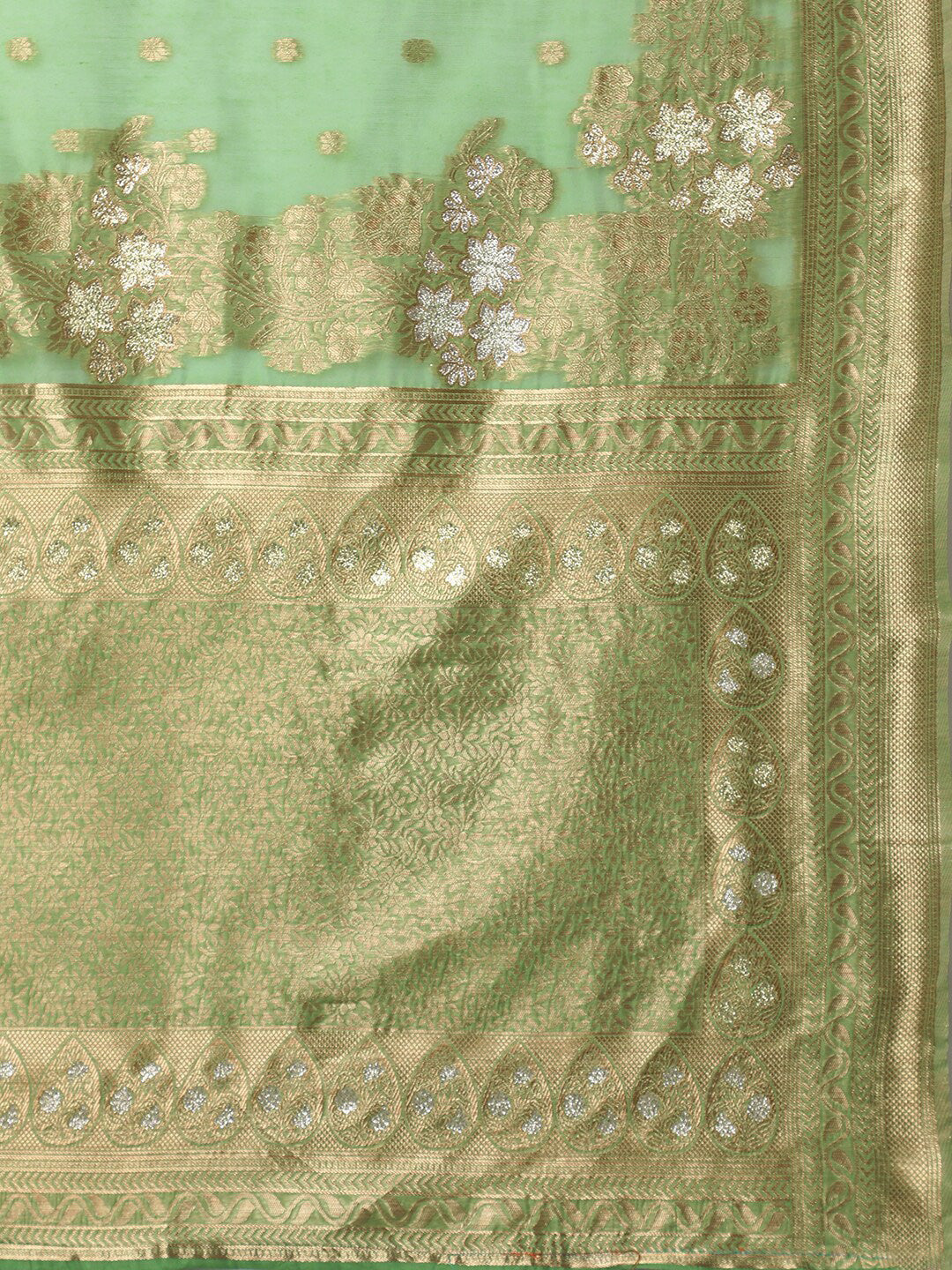 Mitera Green Silk Blend Ethnic Motifs Woven Designed Banarasi Saree - Distacart