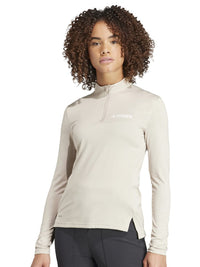 Thumbnail for Adidas W Mt Half Zi Ls Slim Fit Brand Logo Printed Mock Collar Training T-shirt - Distacart