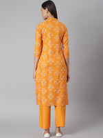 Thumbnail for Khushal K Women Mustard Yellow Floral Printed Regular Kurta with Palazzos - Distacart
