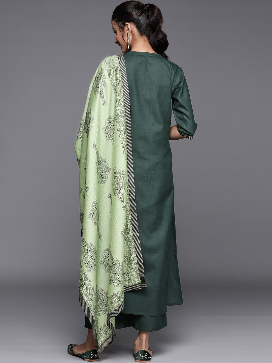Libas Women Green Regular Pure Cotton Kurta with Palazzos & Dupatta - Distacart