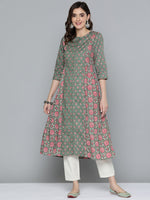 Thumbnail for HERE&NOW Pure Cotton Ethnic Motifs Printed Kurta - Distacart