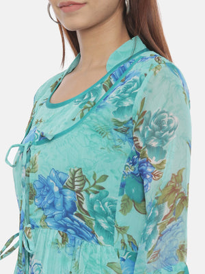 Souchii Blue Printed Maxi Dress - Distacart