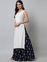 Thumbnail for Kalini Women White Ethnic Motifs Kurta with Skirt - Distacart