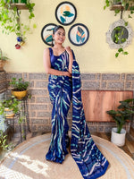 Thumbnail for Mitera Navy Blue Sequin Embellished Saree - Distacart