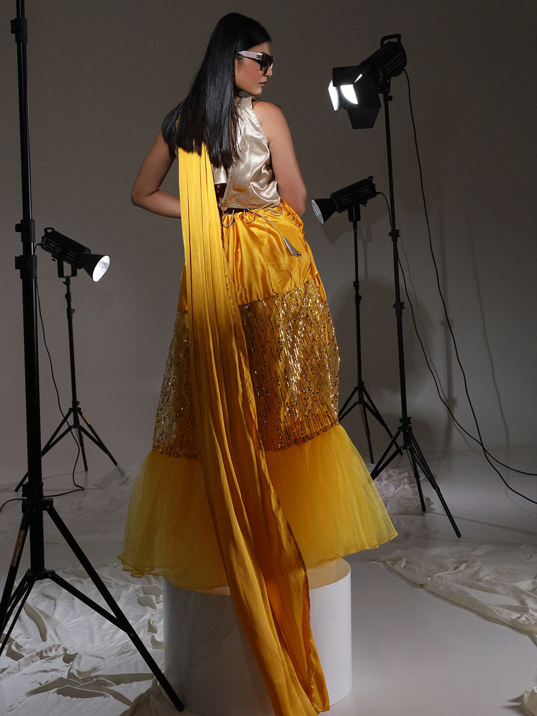 Tikhi Imli Satin embroidered Ready to Wear Saree - Distacart